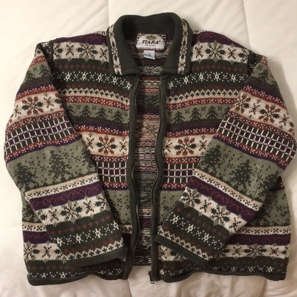 “Tiara Petites”, zip up sweater